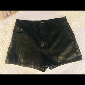 Black leather shorts